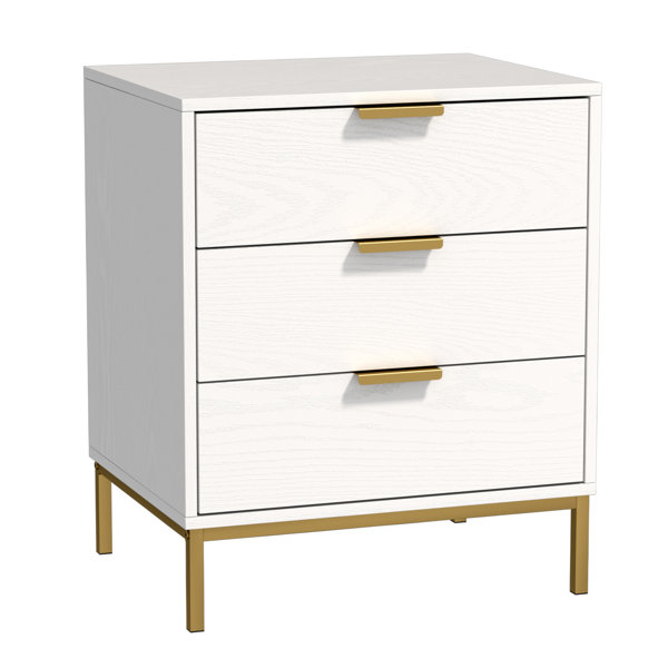 Mercer41 White 3 Drawer Nightstand &amp; Reviews | Wayfair